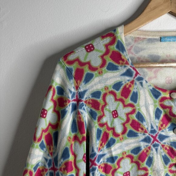J McLaughlin Cardigan Sweater Womens Medium Floral Button Up Retro Print Knit - Picture 3 of 12